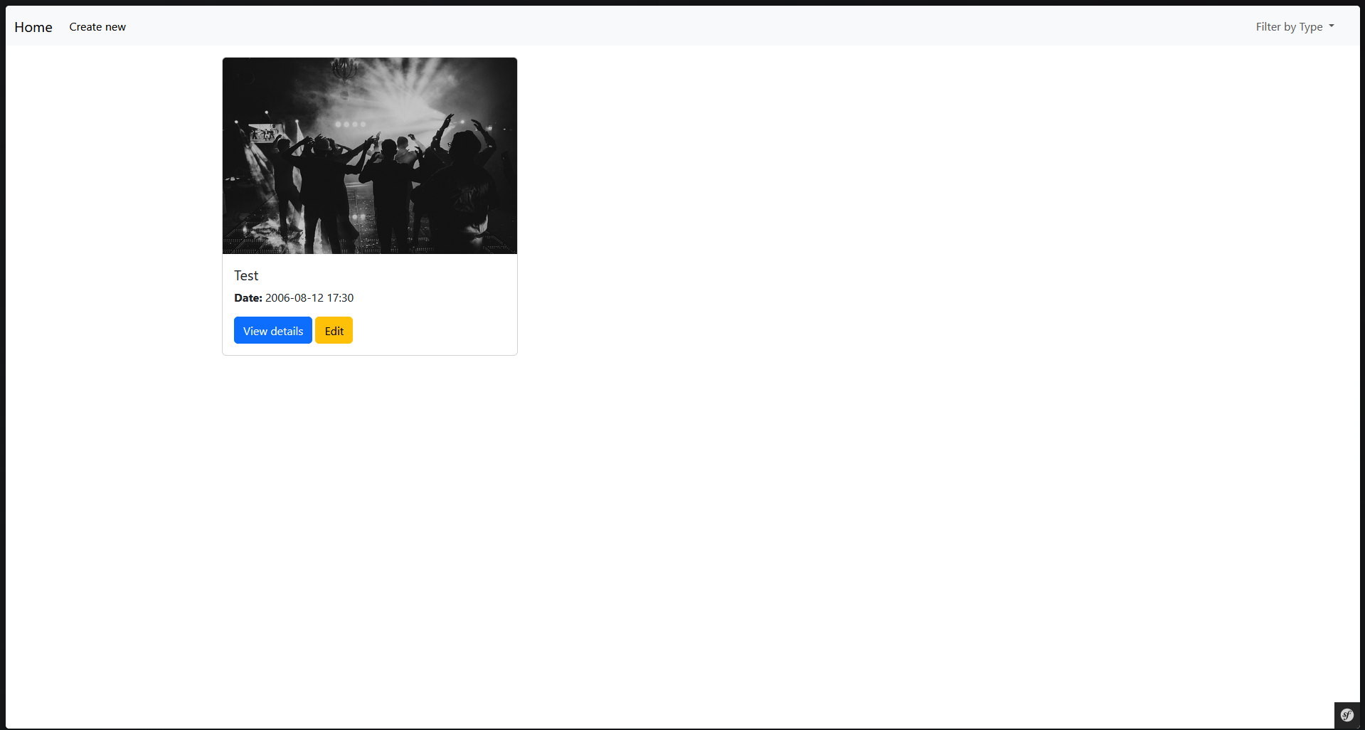 Screenshot of the Event organiser Page